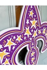 Art By Allie Purple And Gold Fleur De Lis Door Hanger
