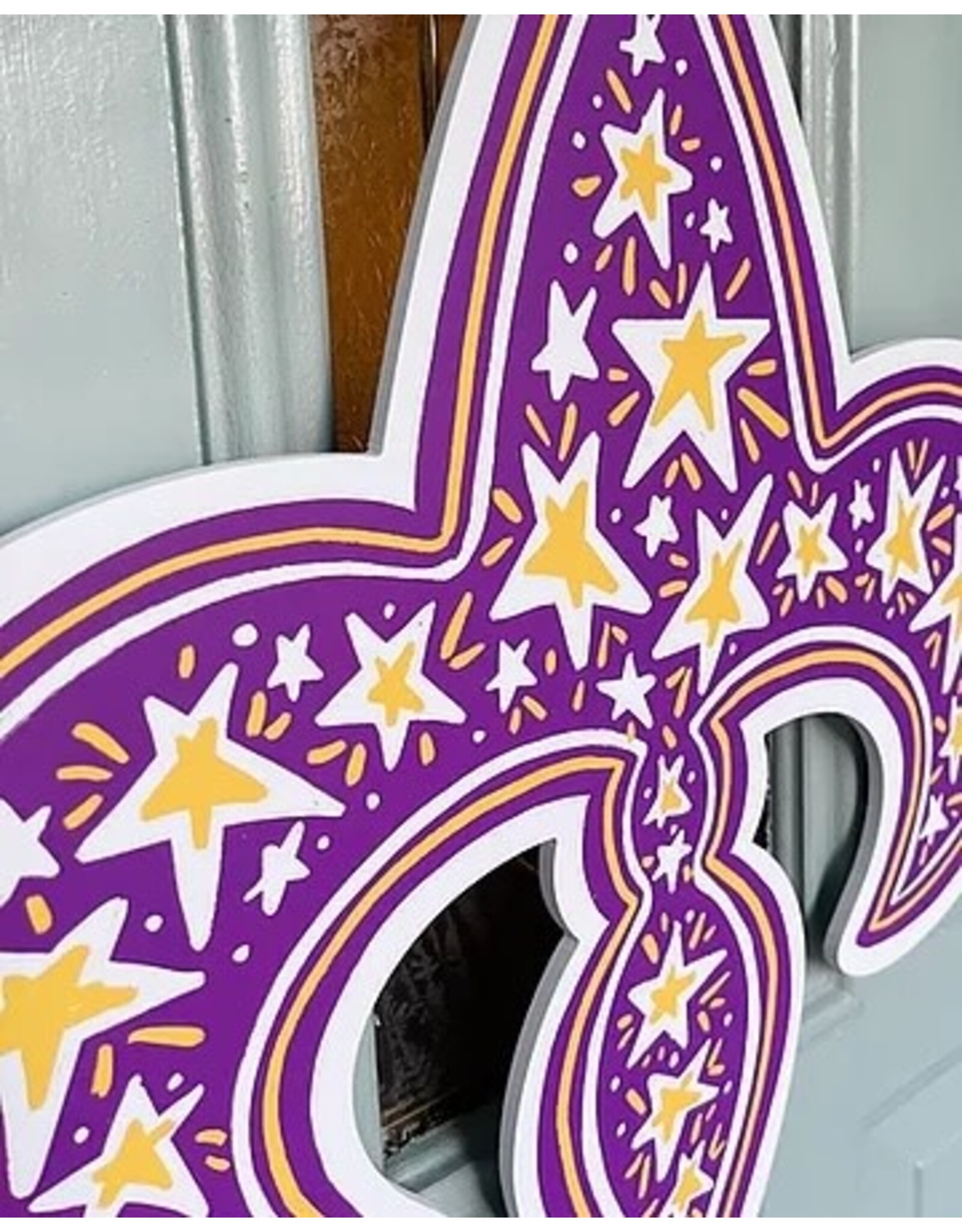 Art By Allie Purple And Gold Fleur De Lis Door Hanger