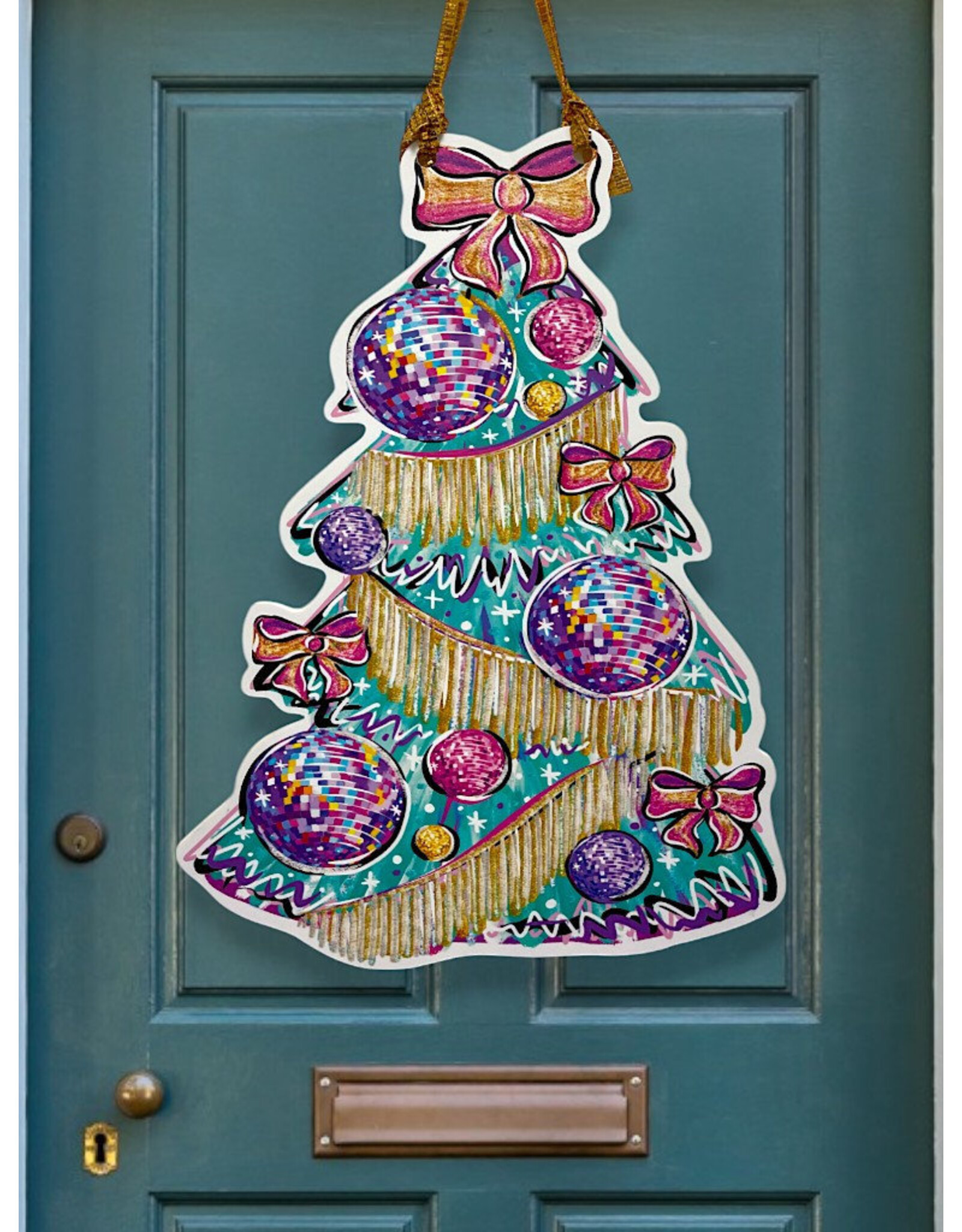 Art By Allie Christmas Disco Door Hanger
