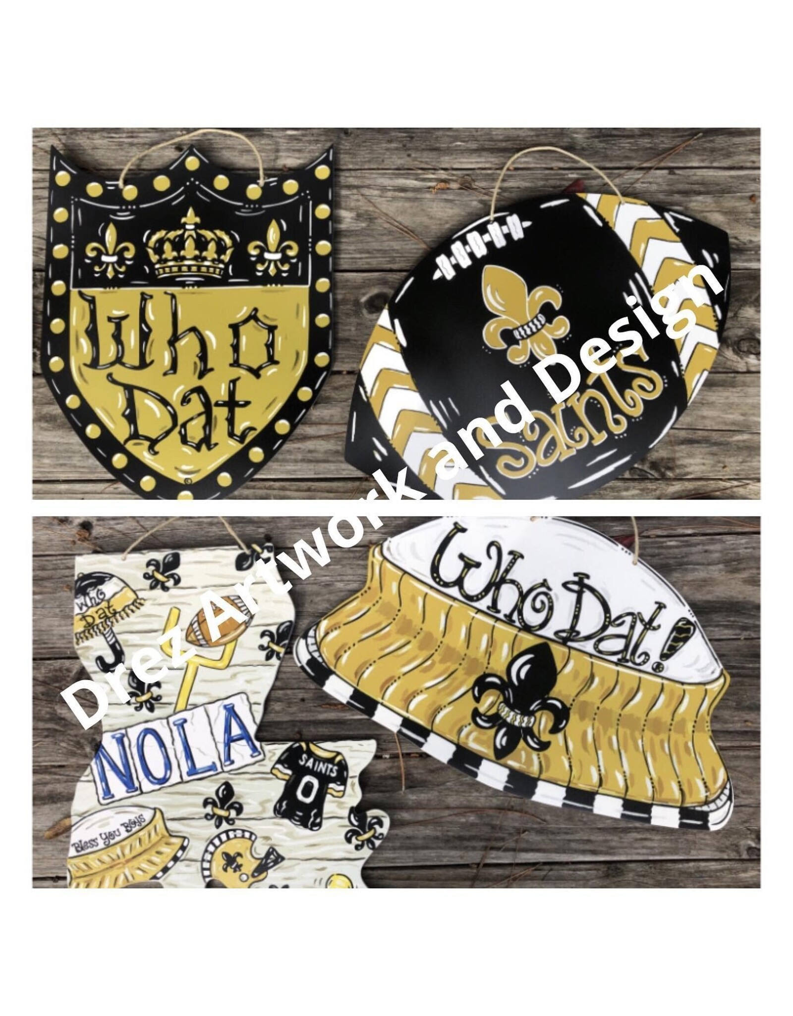 Drez Artwork And Design Saints Football Door Hanger