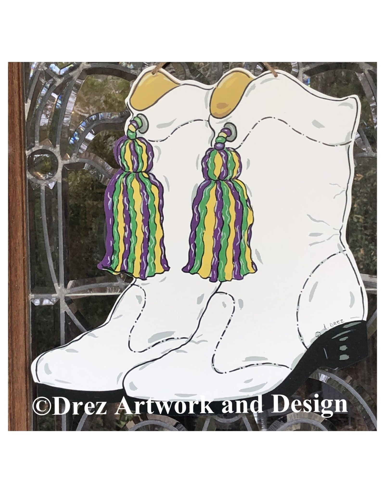 Drez Artwork And Design Mardi Gras Marching Boots Drum Majorette Door Hanger