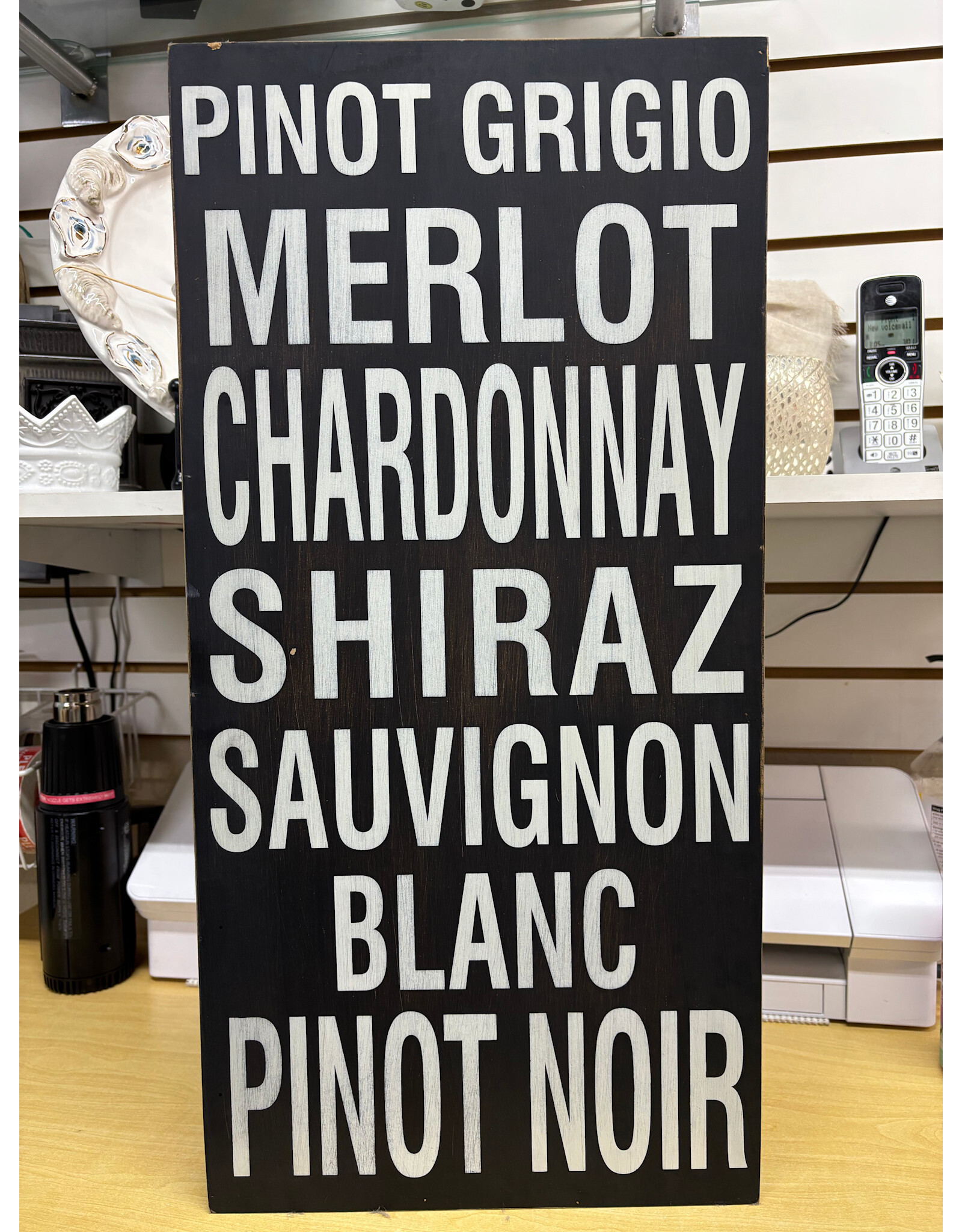 Evergreen Enterprises Wooden Block Sign Wine Types