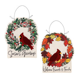 Evergreen Enterprises Welcome Friends & Family Cardinal Double Sided Estate Door Décor