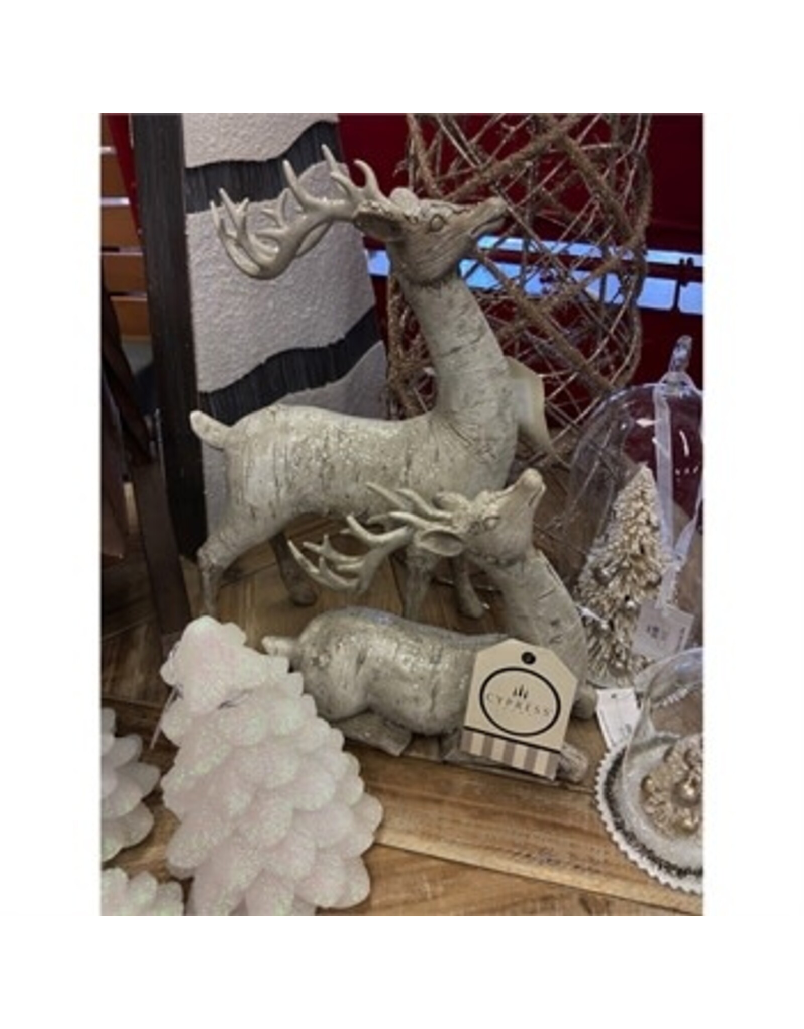 Evergreen Enterprises Set of 2 Asst White Polystone Birch Bark Reindeer Décor