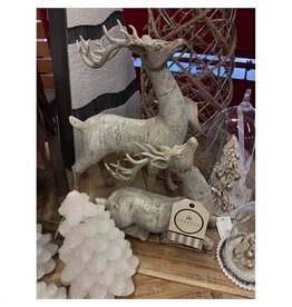 Evergreen Enterprises Set of 2 Asst White Polystone Birch Bark Reindeer Décor