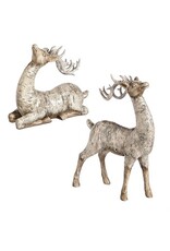 Evergreen Enterprises Set of 2 Asst White Polystone Birch Bark Reindeer Décor