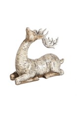 Evergreen Enterprises Set of 2 Asst White Polystone Birch Bark Reindeer Décor