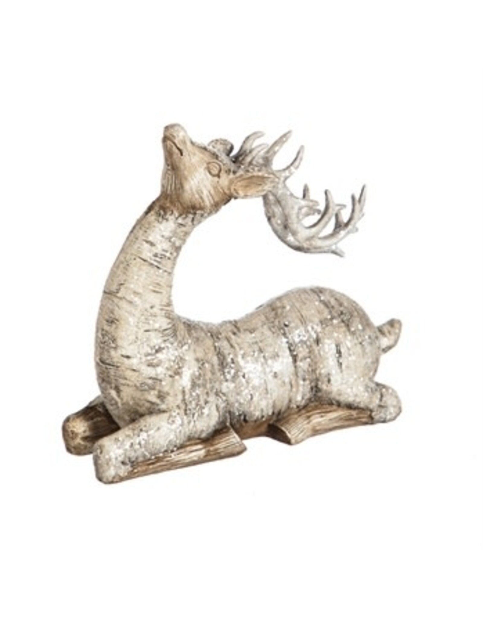 Evergreen Enterprises Set of 2 Asst White Polystone Birch Bark Reindeer Décor