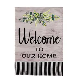 Evergreen Enterprises Wood Grain Welcome Garden Burlap Flag