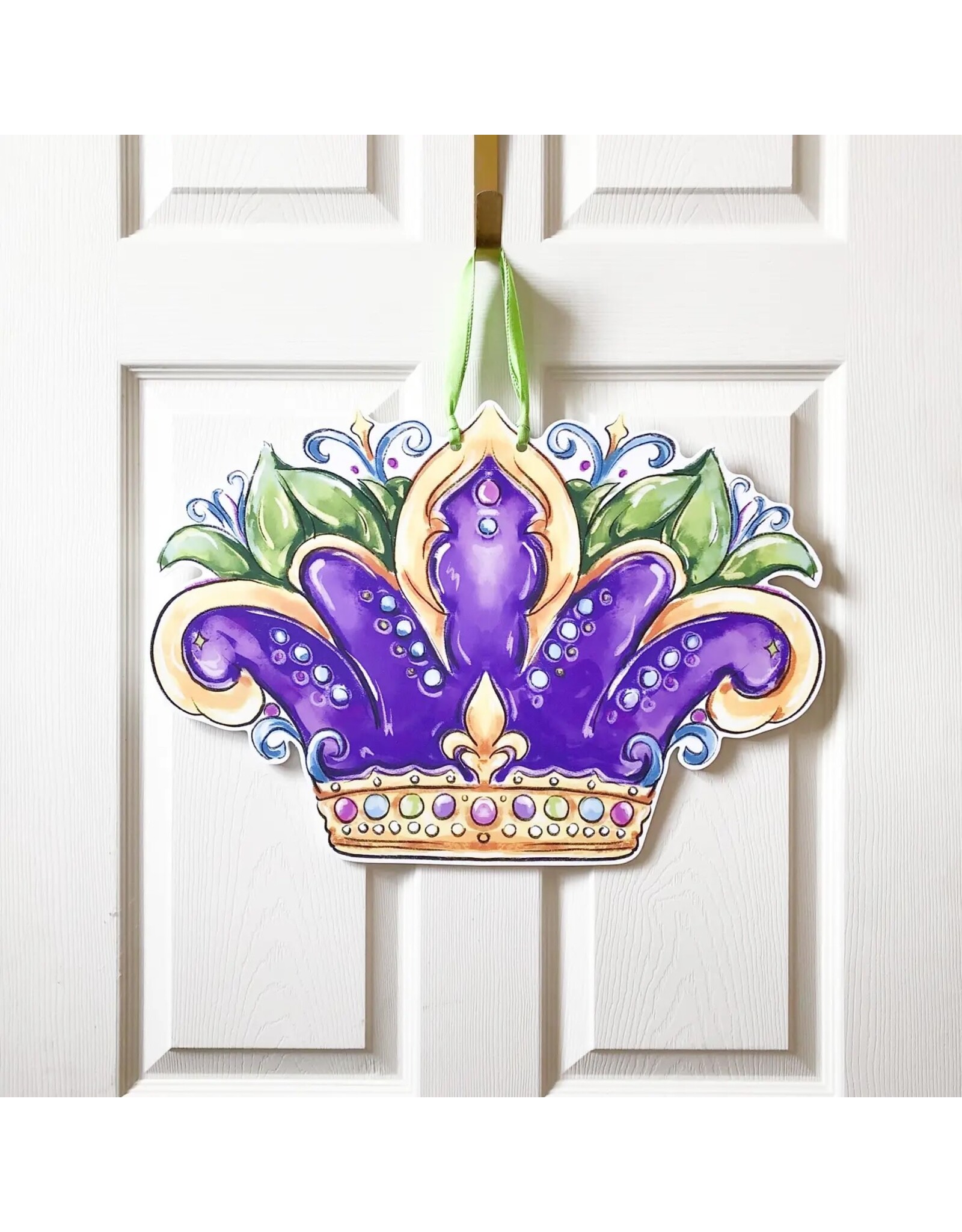 Home Malone Carnival Queen Crown Mardi Gras Door Hanger - New Orleans