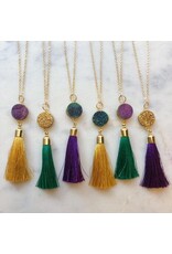 Laalee Designs LLC Mardi Gras Druzy Necklace (purple/gold)