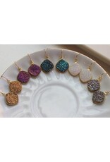 Laalee Designs LLC Druzy Gold Earrings (purple)