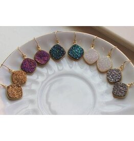 Laalee Designs LLC Druzy Gold Earrings (purple)