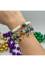 MM Custom Creations Mardi Gras multi - color /block color Lg Wrist 7.5