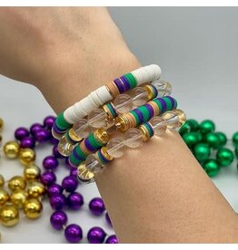 MM Custom Creations Mardi Gras multi - color /block color Lg Wrist 7.5