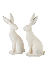 Raz Imports Distressed White Rabbit - 13.5" /set of 2