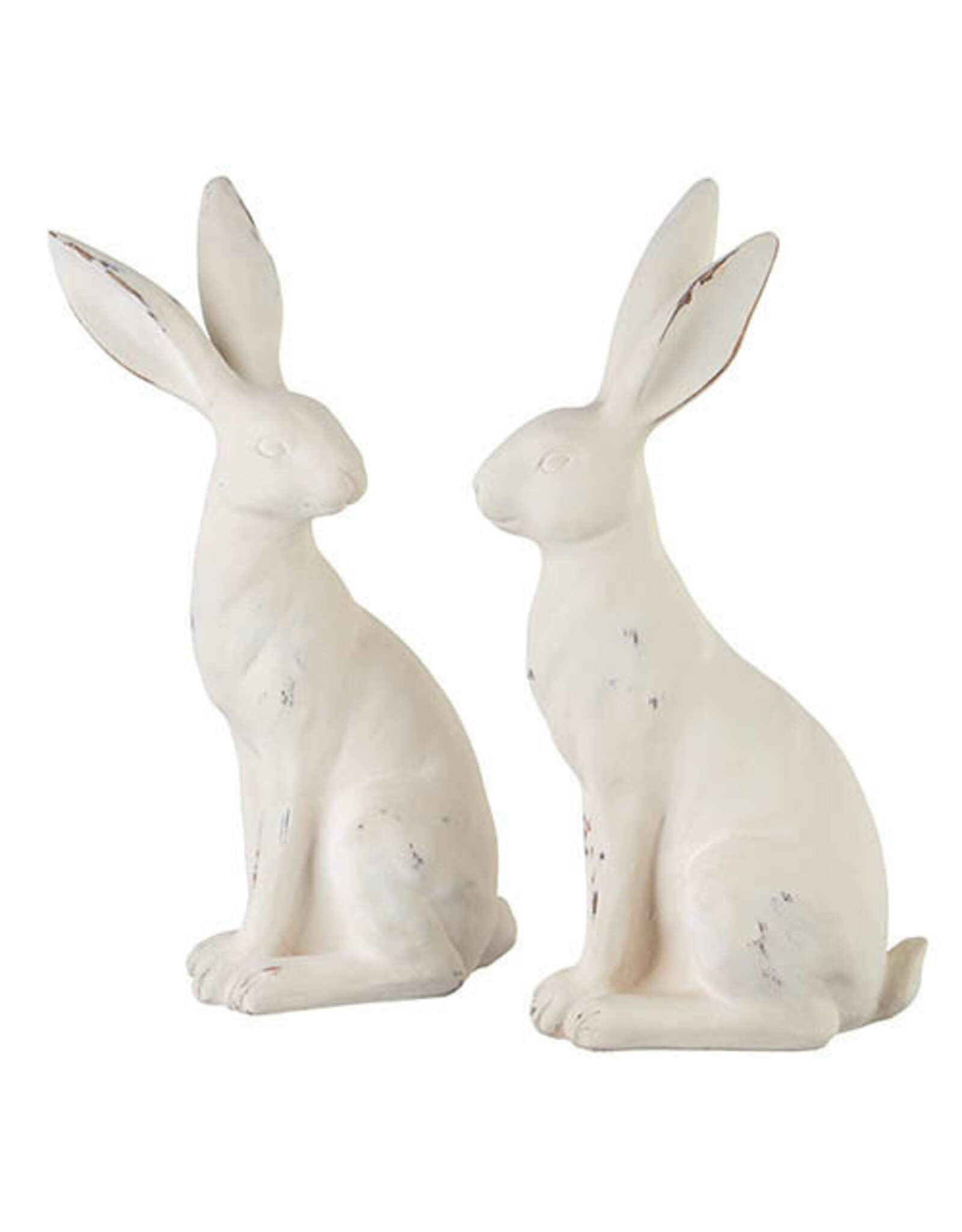 Raz Imports Distressed White Rabbit - 13.5" /set of 2