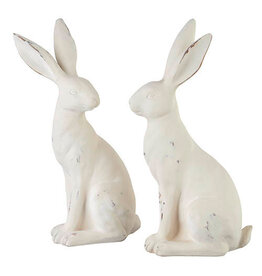 Raz Imports Distressed White Rabbit - 13.5" /set of 2