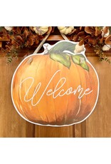 Songbird Grove Collection Welcome Watercolor Pumpkin Door Hanger