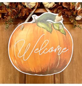Songbird Grove Collection Welcome Watercolor Pumpkin Door Hanger