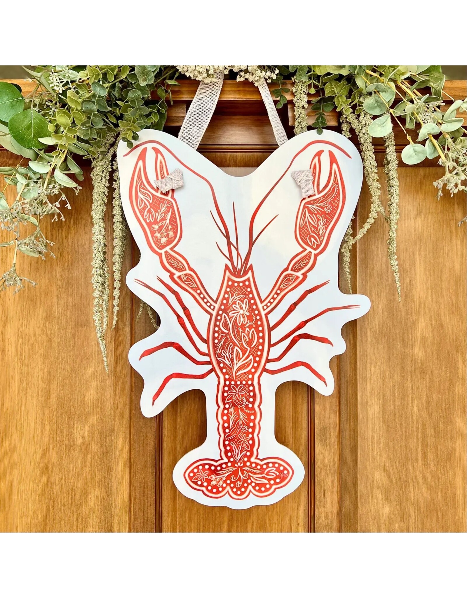 Songbird Grove Collection Red Chinoiserie Crawfish Door Hanger