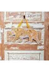 Songbird Grove Collection Chinoiserie Purple and Gold Tiger Door Hanger
