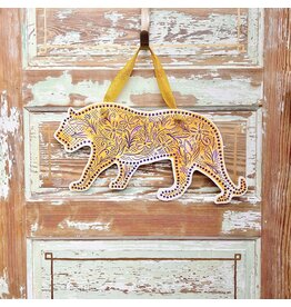 Songbird Grove Collection Chinoiserie Purple and Gold Tiger Door Hanger