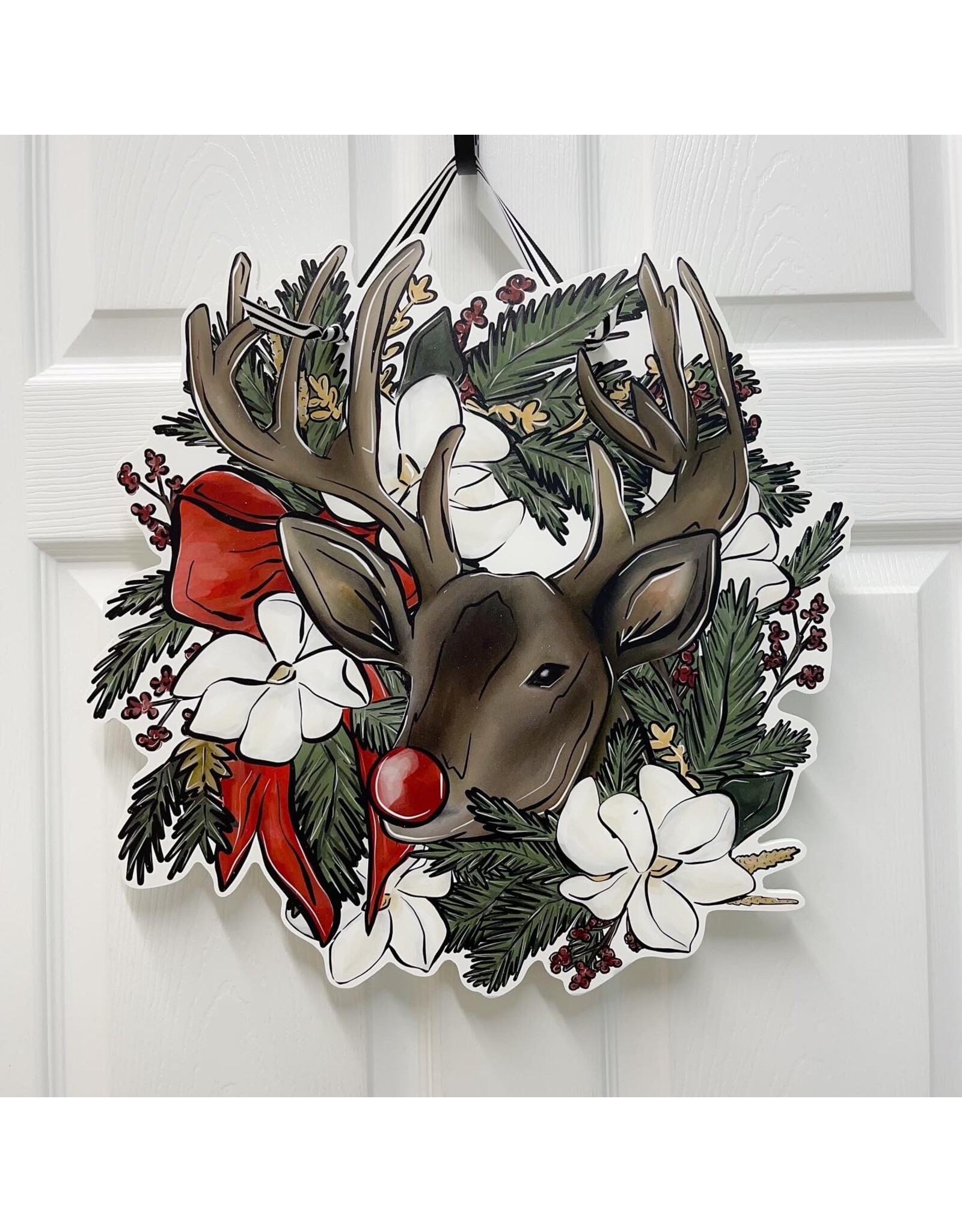 Allison Santos Art Rudolph Wreath Doorhanger