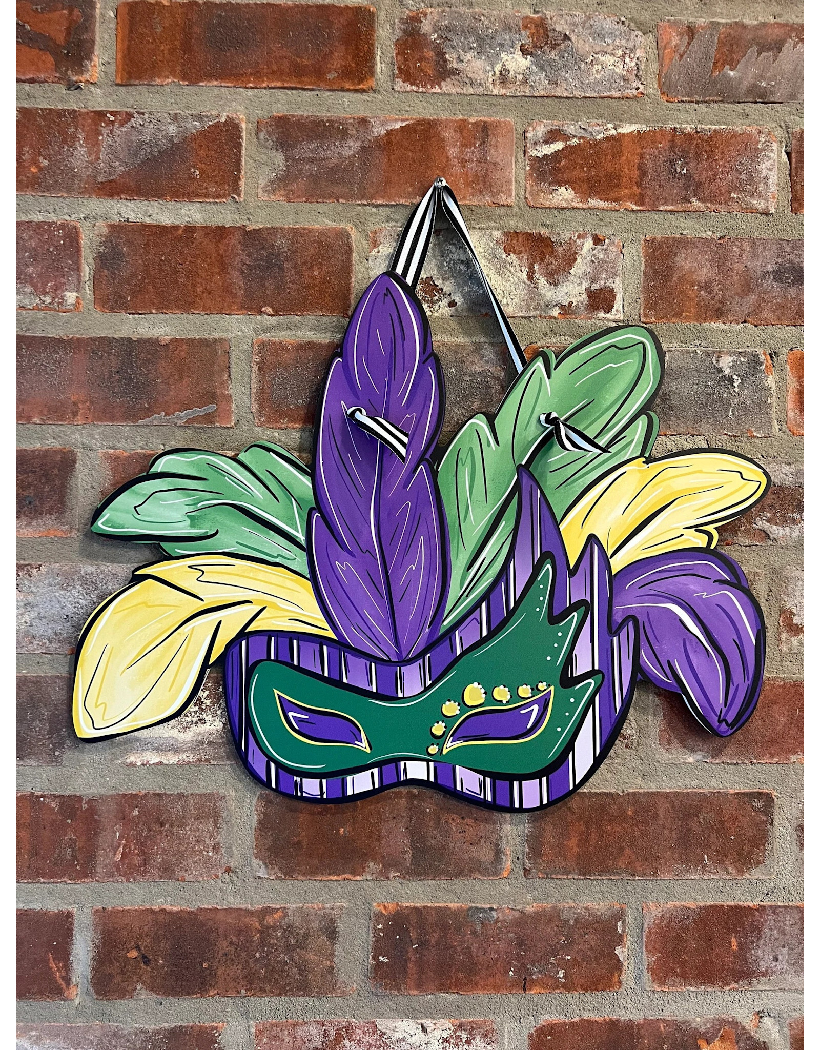 Allison Santos Art Mardi Gras Mask Door Hanger