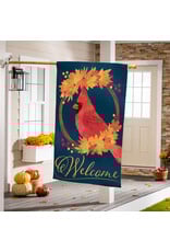 Evergreen Enterprises Fall Cardinal Wreath Burlap House Flag