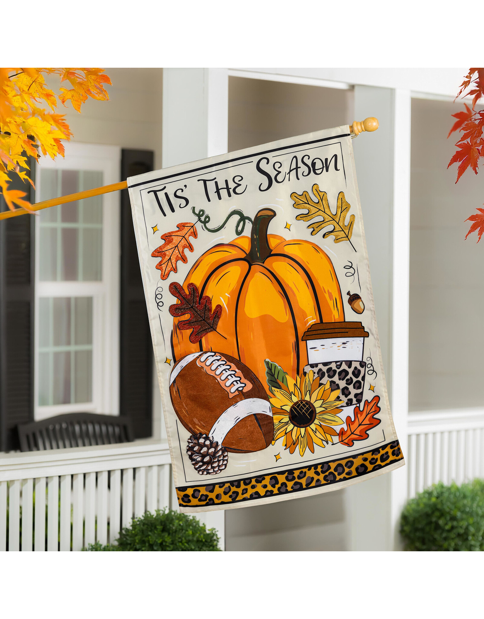 Evergreen Enterprises Tis' The Season Fall Applique House Flag