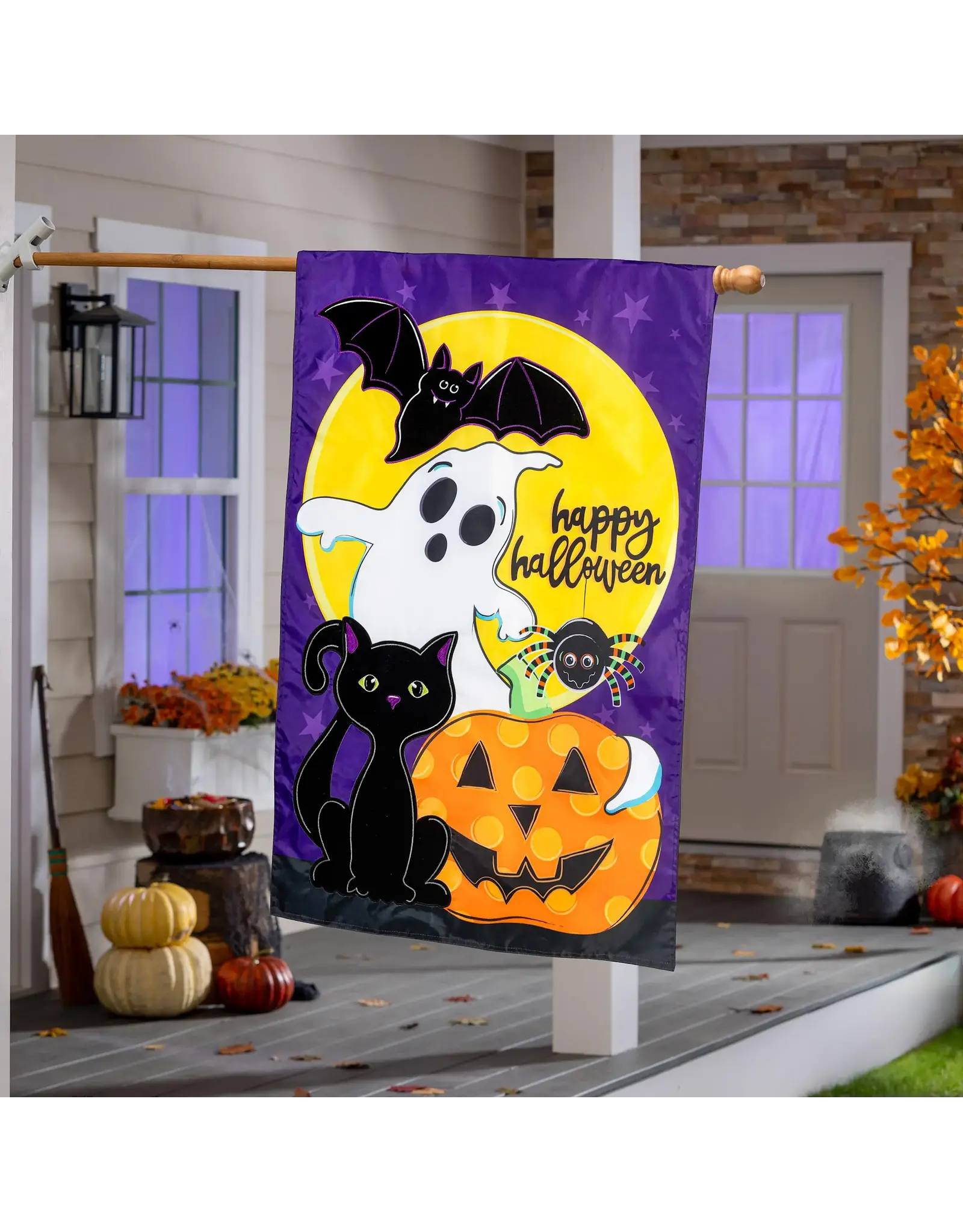 Evergreen Enterprises Halloween Friends Applique House Flag