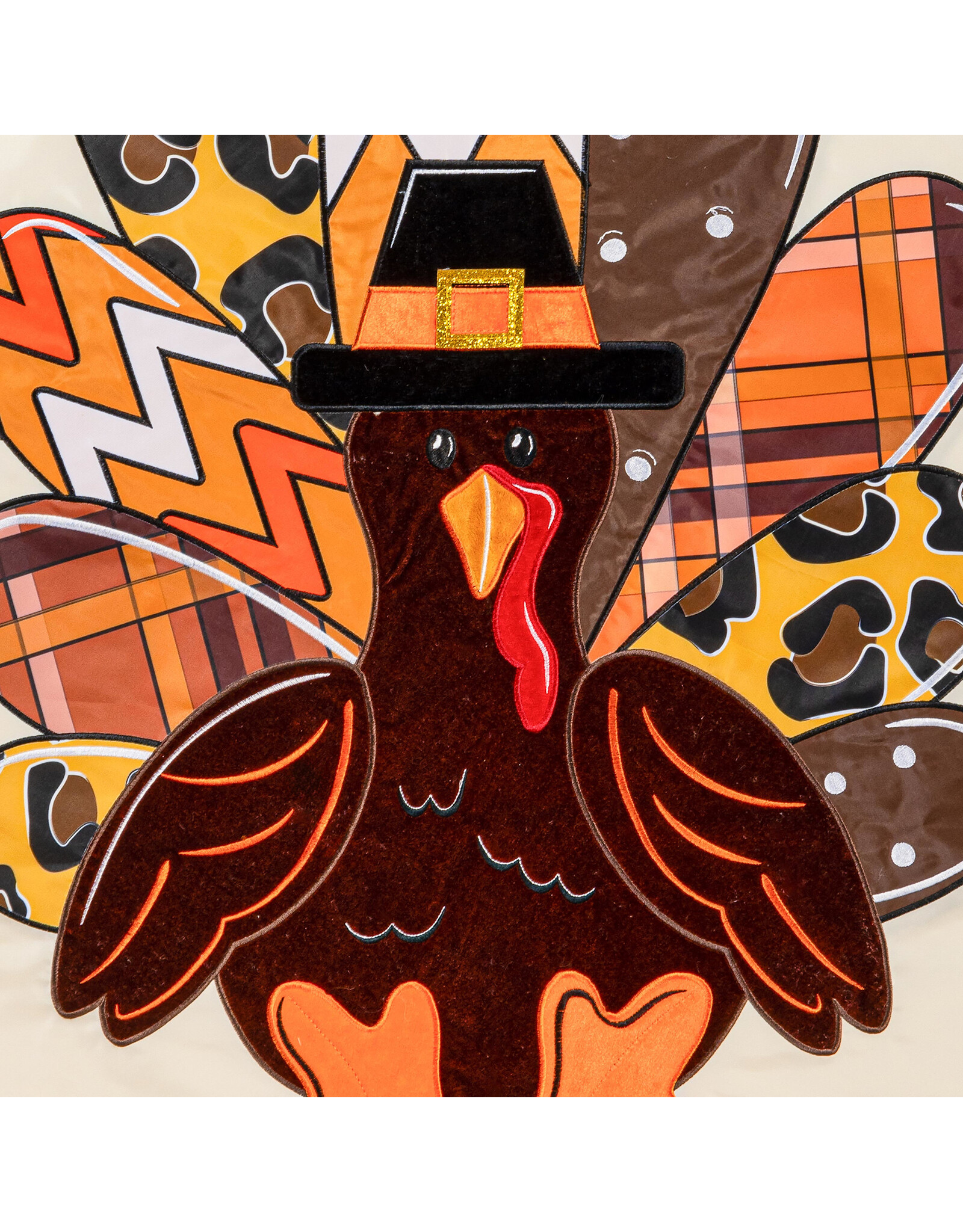 Evergreen Enterprises Give Thanks Patterned Turkey Applique House Flag