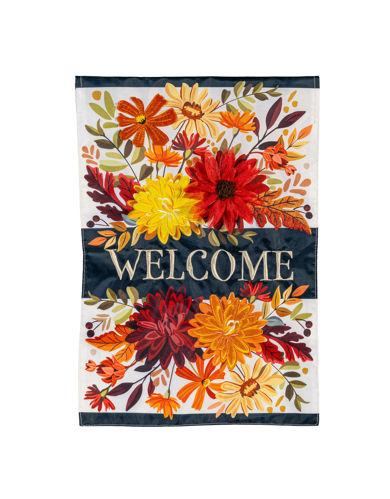 Evergreen Enterprises Fall Floral Applique House Flag