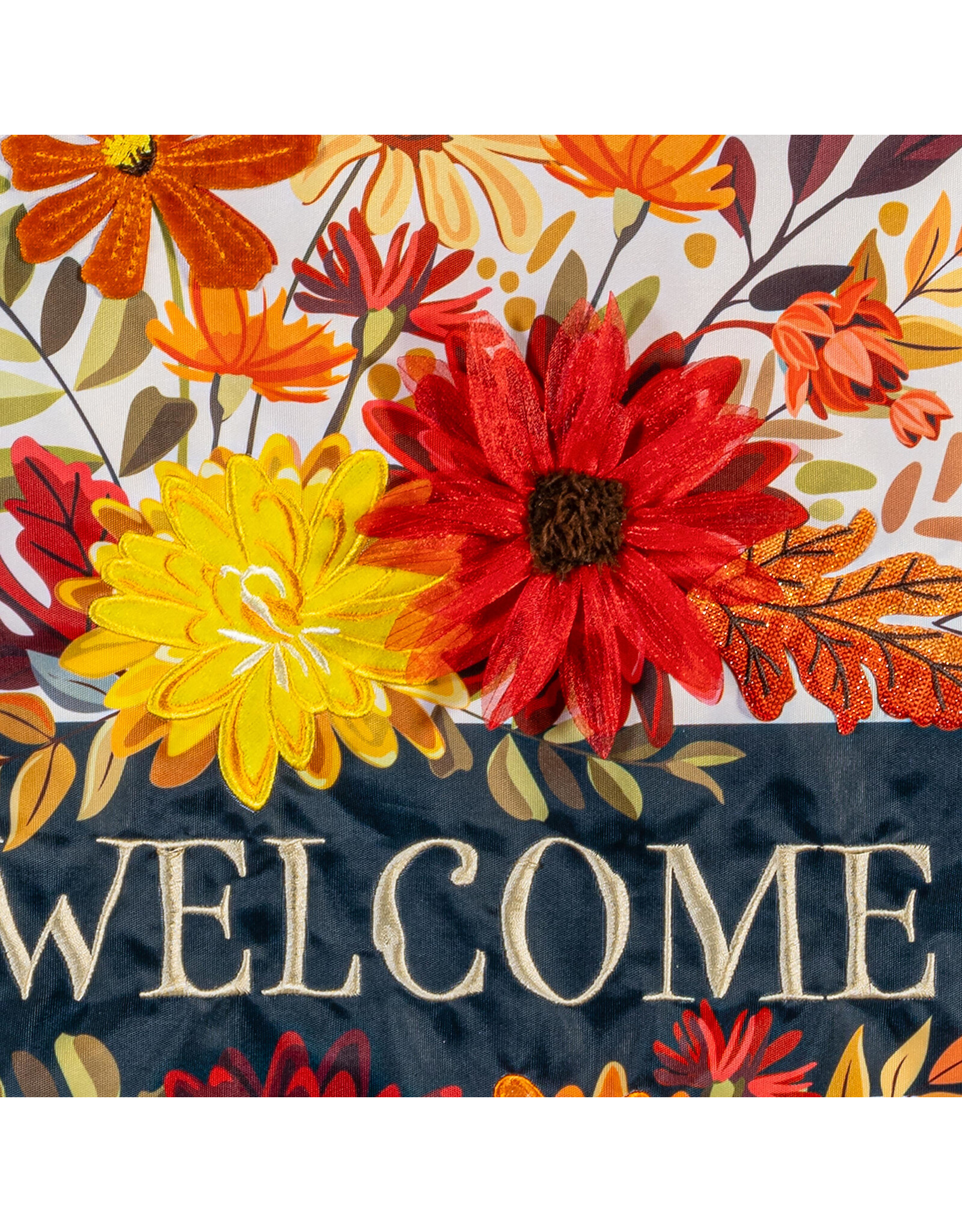 Evergreen Enterprises Fall Floral Applique House Flag