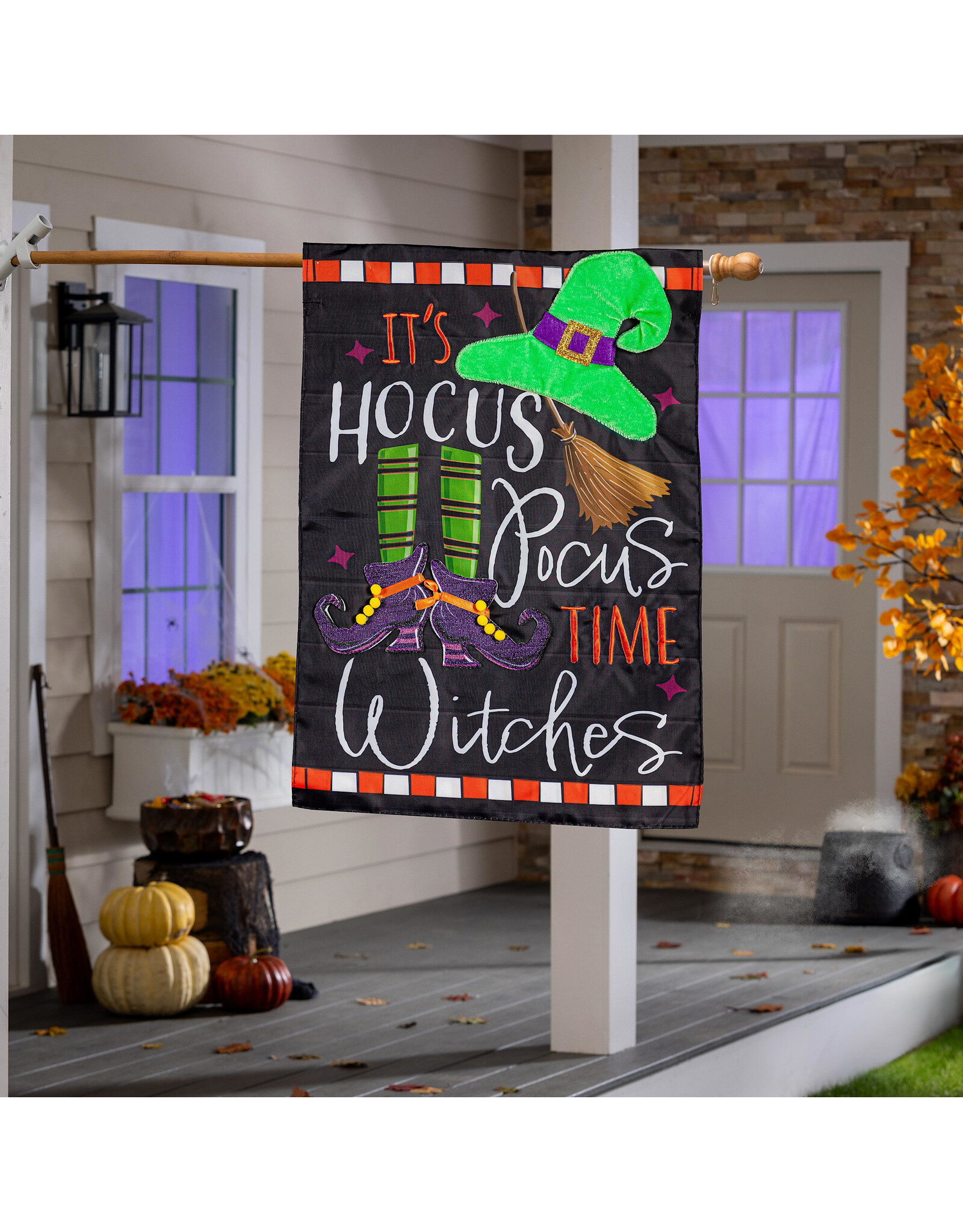Evergreen Enterprises Hocus Pocus Time Applique House Flag