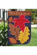 Evergreen Enterprises Fall Leaves On Navy Applique Garden Flag