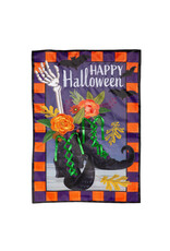 Evergreen Enterprises Happy Halloween Witches Boots Applique Garden Flag