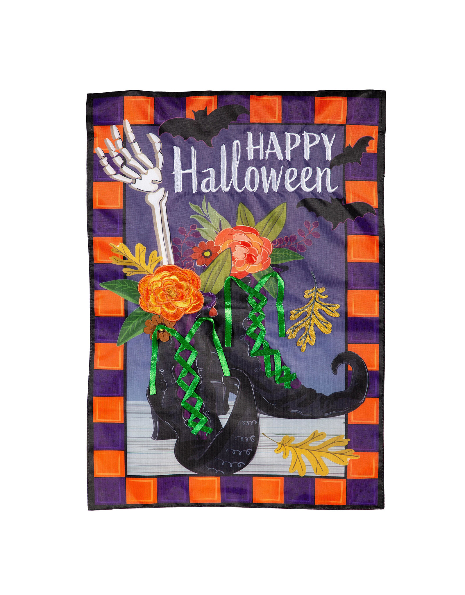 Evergreen Enterprises Happy Halloween Witches Boots Applique Garden Flag
