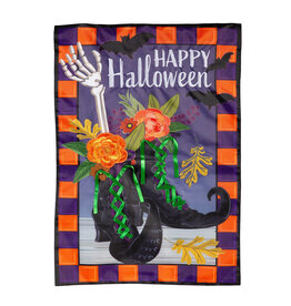 Evergreen Enterprises Happy Halloween Witches Boots Applique Garden Flag