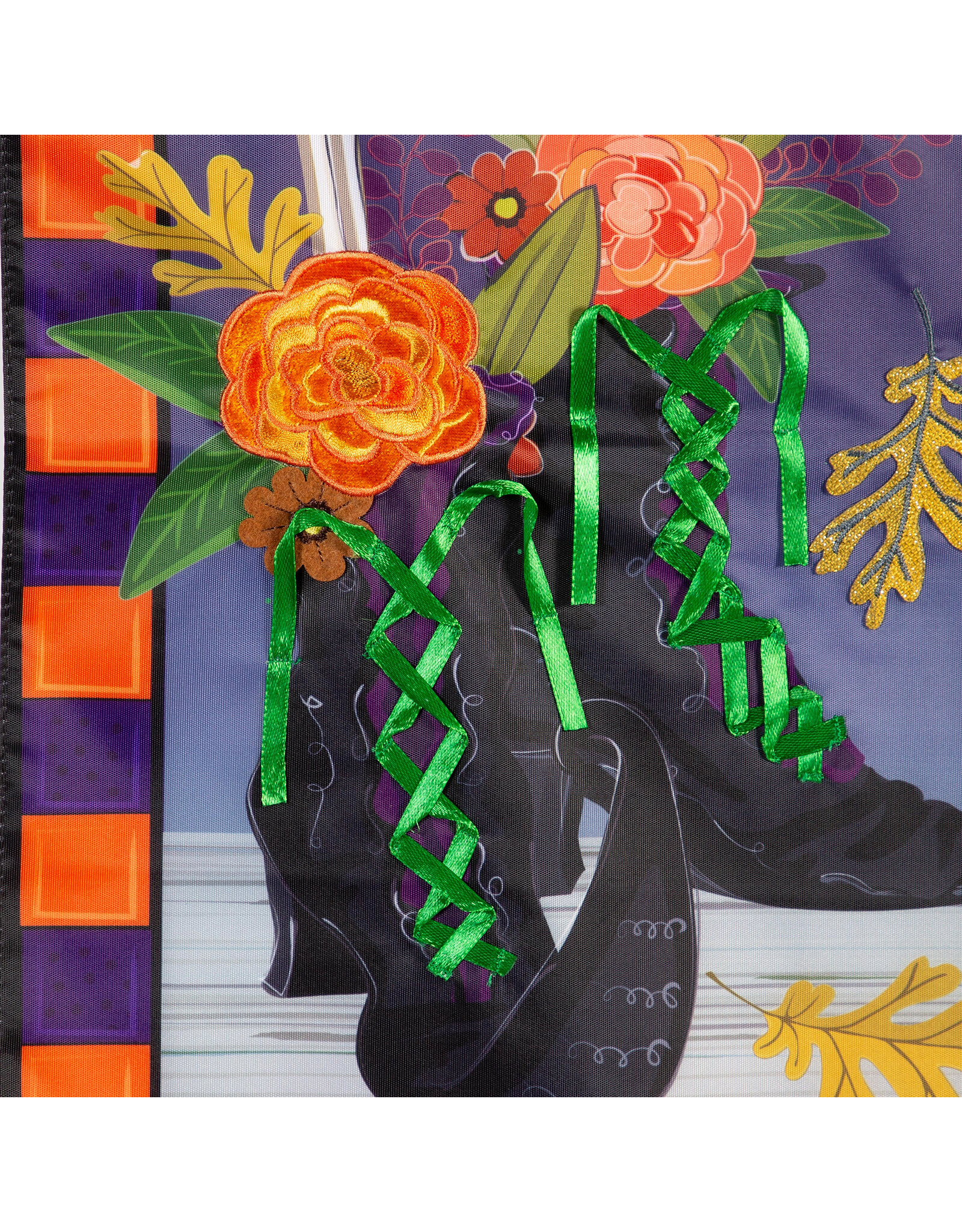 Evergreen Enterprises Happy Halloween Witches Boots Applique Garden Flag