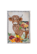 Evergreen Enterprises Highland Cow Fall Floral Applique Garden Flag