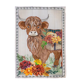 Evergreen Enterprises Highland Cow Fall Floral Applique Garden Flag