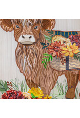 Evergreen Enterprises Highland Cow Fall Floral Applique Garden Flag