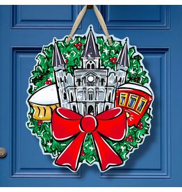 Art By Allie NOLA Christmas Wreath Door Hanger