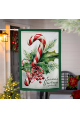 Evergreen Enterprises Season's Greetings Candy Cane Burlap House Flag