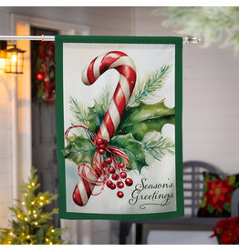 Evergreen Enterprises Season's Greetings Candy Cane Burlap House Flag