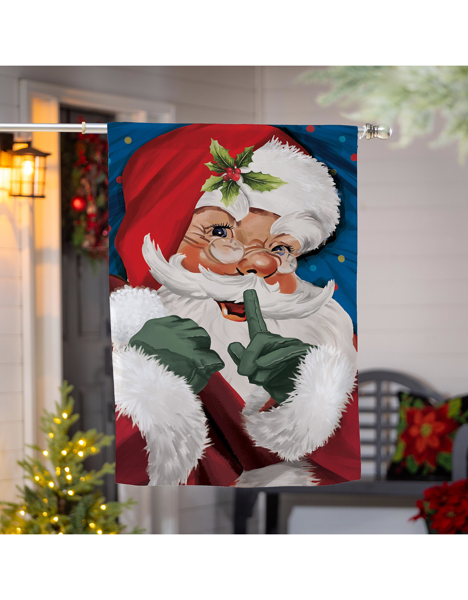 Evergreen Enterprises Traditional Santa Portrait Burlap House Flag