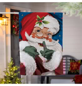 Evergreen Enterprises Traditional Santa Portrait Burlap House Flag