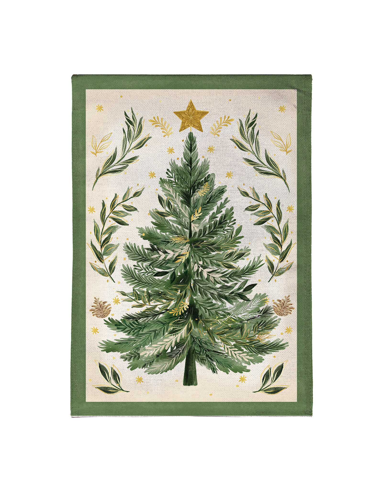 Evergreen Enterprises Christmas Tree With Acorn Burlap Garden Flag